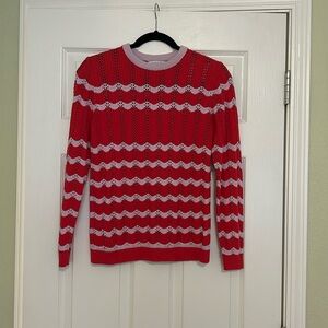 Olivia Rubin Pointelle Sweater in Purple and Red